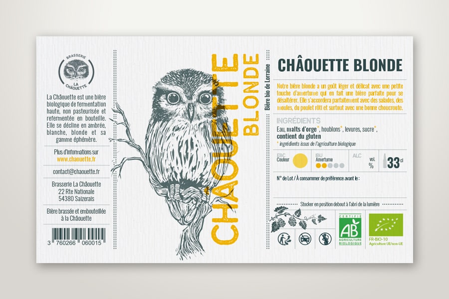 Léa Candat _ Graphiste - Webdesigner _ Nancy - Maxéville - Lorraine - Projets _ Graphisme _ Étiquette bière _ Brasserie _ La châouette _ Lorraine